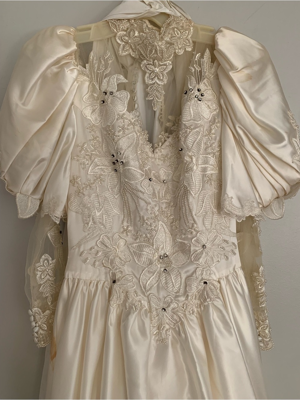Ivory Satin Floral Appliqué Bridal Gown